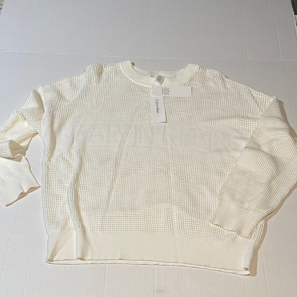 NWT Calvin Klein Mesh Logo Sweater